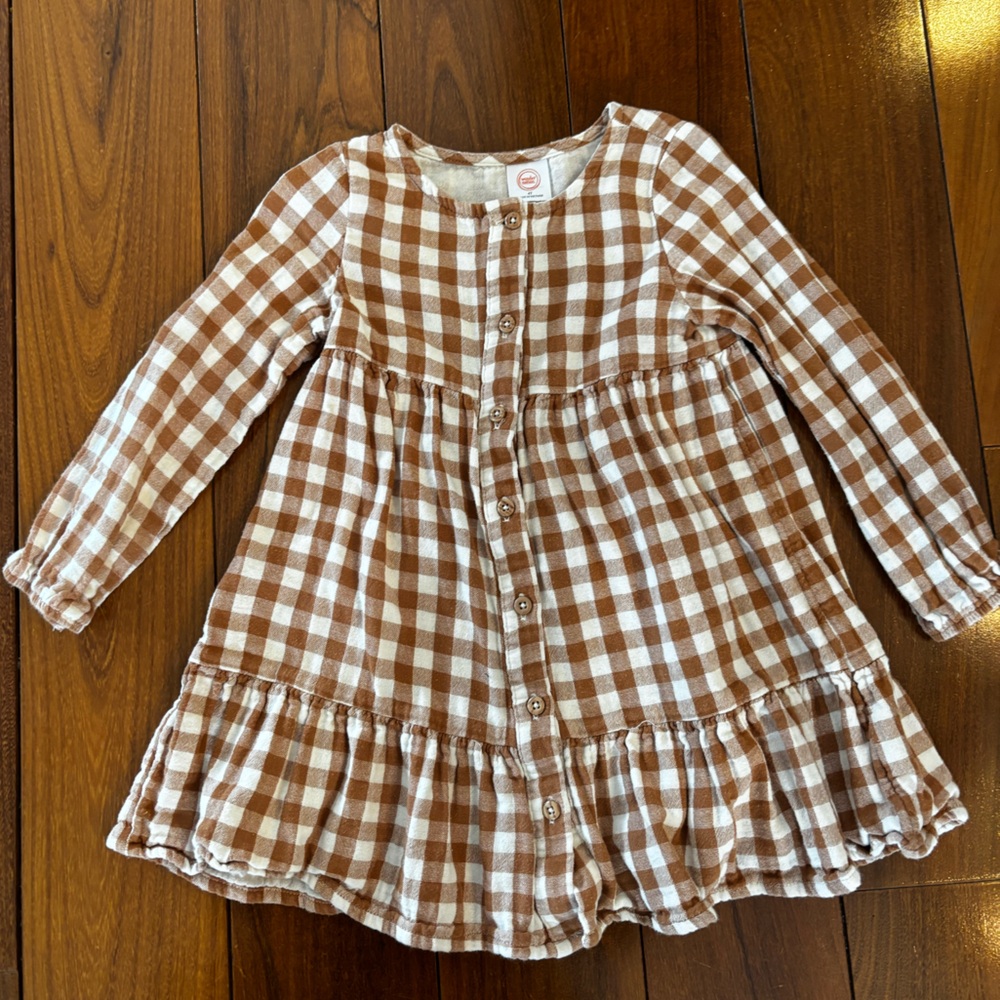 Brown and White Gingham Dress